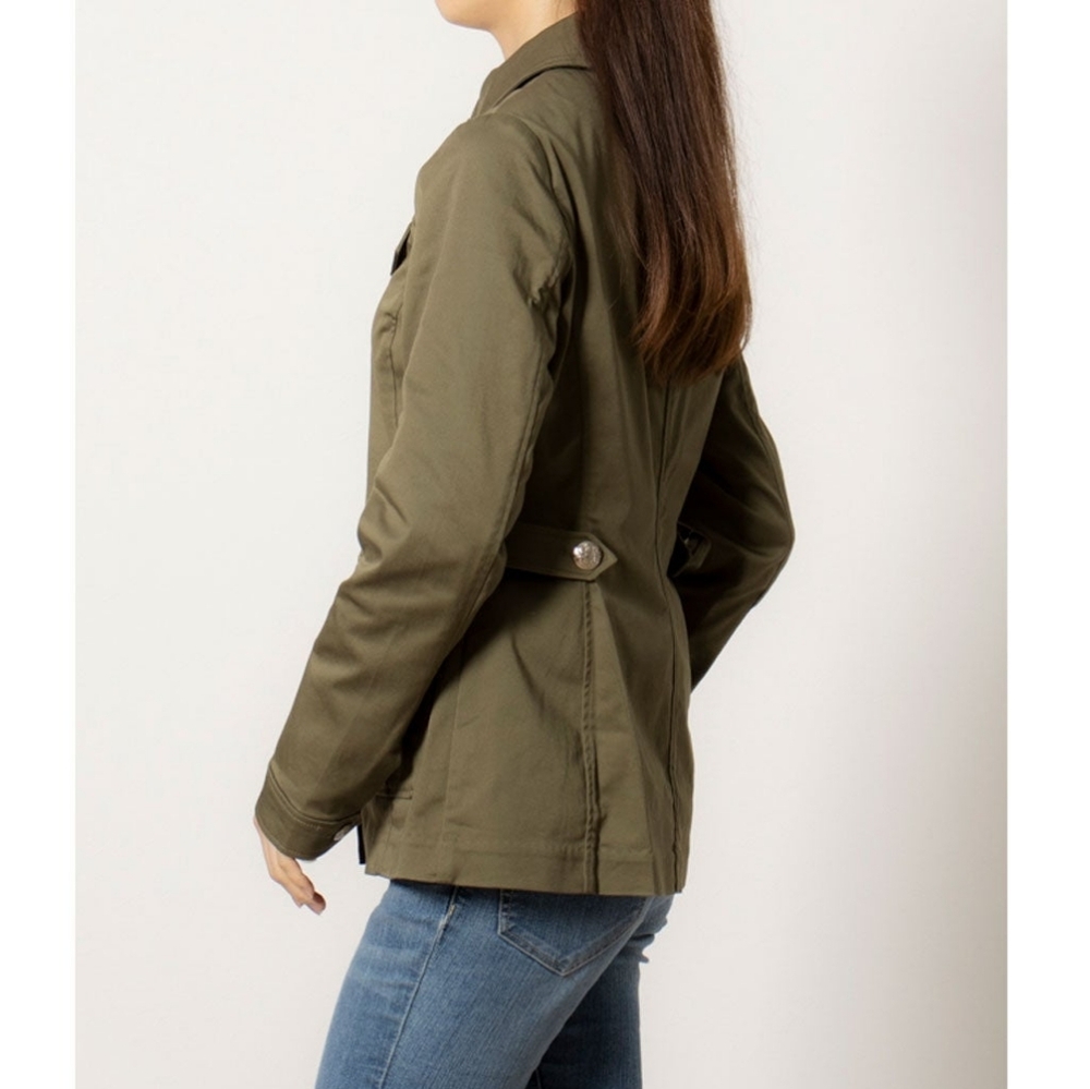 Hobbs London Farrah Cotton Blend Jacket Army Green Olive Size 10 - Picture 2 of 12